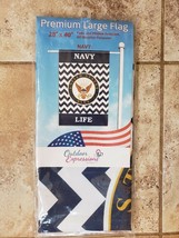 NIP Oxbay Premium Large House Flag Navy Life Chevron Blue White 28&quot; x 40&quot; FS - £23.64 GBP