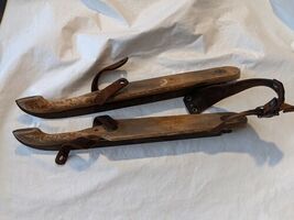 1800&#39;s Armada Primitive Ancien Bois Acier Glace Patins Cuir Bretelles Ta... - €78,72 EUR