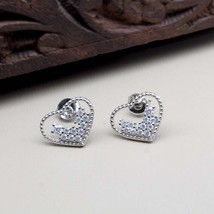 Cute Heart Real Silver CZ Silver  Platinum Finish Earring - £18.03 GBP