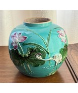 Antique Chinese Green 3.5&quot; Ginger Jar Crane Vase unmarked Wang Bing Rong... - €134,88 EUR
