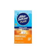 Alka-Seltzer Plus Cold &amp; Flu Fizzy Chews 24 Tablets*07/26*Orange No Water - $186.65 MXN
