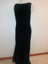 Jessica Howard Petite Sz 10P Black Holiday Velvet Dress Long Gown Beaded Trim - £21.00 GBP