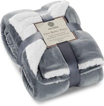 Genteele Sherpa Blanket - 50 X 60 Inch Fuzzy, Super Soft Throw, Gray/White - £41.38 GBP