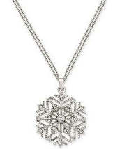 Holiday Lane Silver-Tone Crystal Snowflake 36 Inches Pendant Necklace - £19.18 GBP