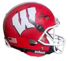 GRAHAM MERTZ Autographed Wisconsin Badgers Full Size Red Helmet PANINI - £176.28 GBP