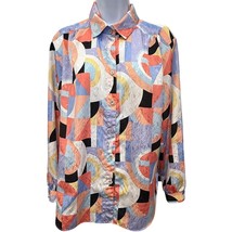 VTG Maycene Women&#39;s M Pink Purple White Long Sleeve Career Blouse Silky ... - $24.69
