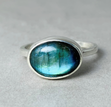 Natural Labradorite Gemstone 925 Silver Ring Handmade Jewelry All Size  Women - £5.86 GBP