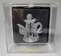 Hand Spun Glass Tea Kettle Glitter Ornament NIB SKU U124 - £11.80 GBP