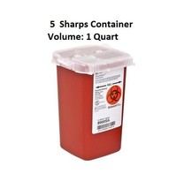 5 PACK, 1 Quart Sharps Container W/Lid In-Room Biohazard Needle Disposal - $27.71