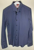 Marco Polo Mens M Blue/White Striped Long Sleeve Collar Dress Shirt - $15.96