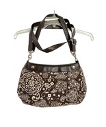 Thirty One Shoulder Or Crossbody Purse Bag Brown White Cotton Woodblock ... - $19.95