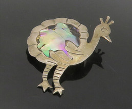 MEXICO 925 Sterling Silver - Vintage Abalone Shell Peacock Brooch Pin - BP6878 - £31.80 GBP