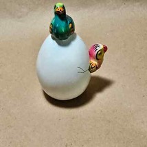 Tonala Pottery Hatched Egg Bird Duck Parrot Green Hand Painted Signed 153 - £15.50 GBP