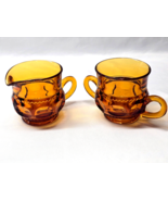 Vintage Colony Color Crown Gold Honey Thumbprint Creamer And Open Sugar ... - $20.13