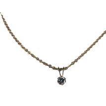 Small Gold Tone Chain Necklace With Small Round Rhinestone Charm Unbranded  - £4.34 GBP