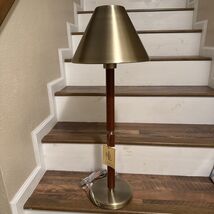 (1) Ralph Lauren Modern Brass Leather Art Decoration Table Lamp w/Shade ... - $269.99