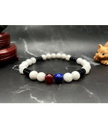 South Korean Flag Gemstone Bracelet: Moonstone, Agate, Carnelian, Lapis ... - $29.39