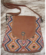 Myra Bag #5740 Leather, Rug, Canvas 13&quot;x3.5&quot;x12&quot; Shoulder~Outside/Inside... - £41.07 GBP