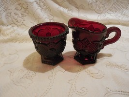 Avon 1876 Ruby Red Cape Cod: Creamer and Open Sugar - £6.30 GBP