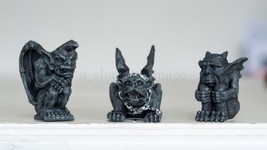 Mini Gargoyle Guardians Triple Set Hand Painted &#39;Stone&#39; Finish Gothic Statues - £771.58 GBP