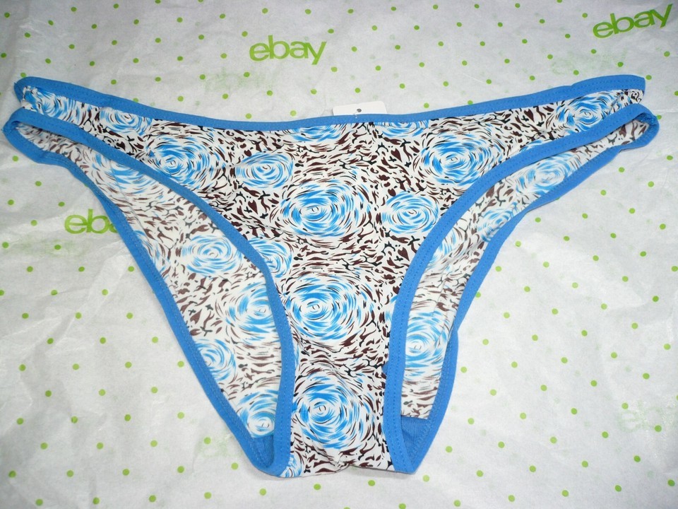 Hers By Herman Microfiber Bikini Panties MEDIUM Blue Print 1 Pair Silky ... - $10.99