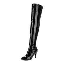 Hot Brand New Winter Glossy Black Red Women Thigh High Boots Sexy Lady Dance Pol - £61.35 GBP