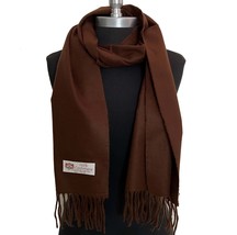Men&#39;s WINTER 100% CASHMERE SCARF SOLID Dark Brown Made in England Soft W... - £7.43 GBP