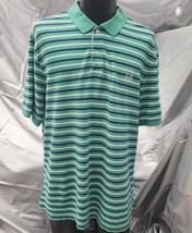 Chaps Polo Shirt Mens XL Green with blue and white stripes.  Short sleeve - £16.99 GBP
