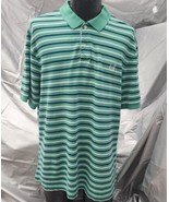 Chaps Polo Shirt Mens XL Green with blue and white stripes.  Short sleeve - £16.74 GBP