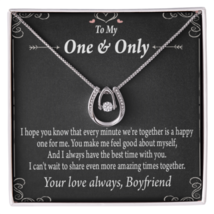 To My Girlfriend Amazing Times Lucky Horseshoe Necklace Message Card 14k w CZ Cr - £49.32 GBP