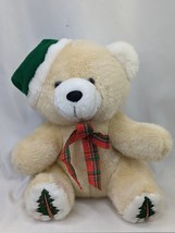 Goffa Tan Bear Plush Christmas Tree Bow Cap Stuffed Animal Toy - $12.95