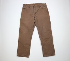 Vintage Dickies Mens 38x32 Faded Spell Out Canvas Dungaree Wide Leg Pants Brown - £54.27 GBP