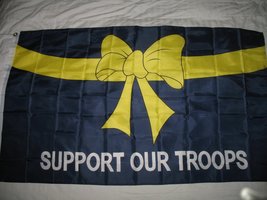 Military Yellow Ribbon Support Our Troops 3x5 Banner Flag Super Polyester PREMIU - $12.88