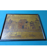 MARQUETRY INLAID SQUARE TRAY WALL DECOR 14 X 16&quot; VINTAGE SHIPS  - $170.59 CAD