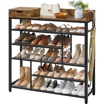 6-Tier Shoes Rack Shelf Organizer Entryway Shoes With Storage Box Shelf - £129.28 GBP