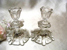 3816 Elegant Crystal Glass Pedestal Taper Candleholder Set - £4.79 GBP