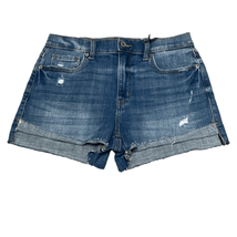 Cosmic Blue Love Womens Size 28 Cutoff Denim Shorts Blue Pockets Stretch... - $25.23
