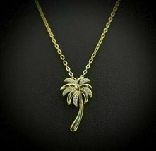 1.00CT Round Cut Moissanite Fancy Coconut Tree Pendant 14K Yellow Gold Plated - £107.51 GBP