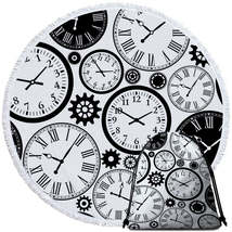 Black and White Clocks Round Beach Towel - $14.90+