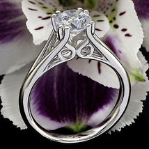 1.45Ct Round Cut White Diamond 925 Sterling Silver Split Shank Engagement Ring - £79.56 GBP