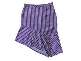 NWT Banana Republic Purple &amp; White Satin Stripe Asymmetrical Hem Skirt 14 - £14.86 GBP