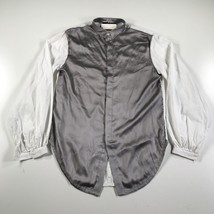 Umit Unal Mujer Mediano Camisa Blanco Plata con Botones con Cuello Hinchado - $93.13