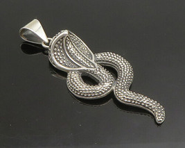 925 Sterling Silver - Vintage Shiny Cobra Snake Motif Pendant - PT19045 - £63.36 GBP