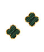 Van Cleef &amp; Arpels Vintage Alhambra 18K Yellow Gold Malachite Earrings - $4,855.92 CAD