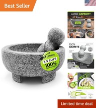 Beautifully Designed 8-Inch Granite Mortar &amp; Pestle Set - Easy to Use an... - $45.00