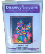 Colorful Painted Cat Cross stitch Design Needlepoint Canvas kit includes... - $21.77 CAD