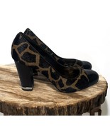 Ann Taylor Calf Hair Leather Animal Print Cap Toe Block Heel Shoes Pumps... - $40.60 CAD