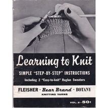 Vintage Bear Brand Book, Learning to Knit Volume 2, 1963 Pattern Booklet - $14.52