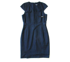 NWT Tahari ASL Kilo in Navy Blue Cap Sleeve V-neck Stretch Sheath Dress 10 $159 - $41.58