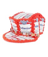 Vintage Budweiser Beer Can Baseball Hat Handmade Crochet Cap Red Blue - $570.01 MXN